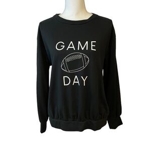 Vince Camuto Black Game Day Soft Sweatshirt  Long Sleeve White Football Logo. M